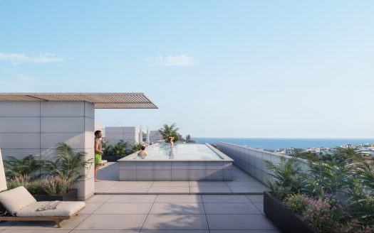 Rooftop pool and pergola lounge area – Common Area of Palmera Oasis